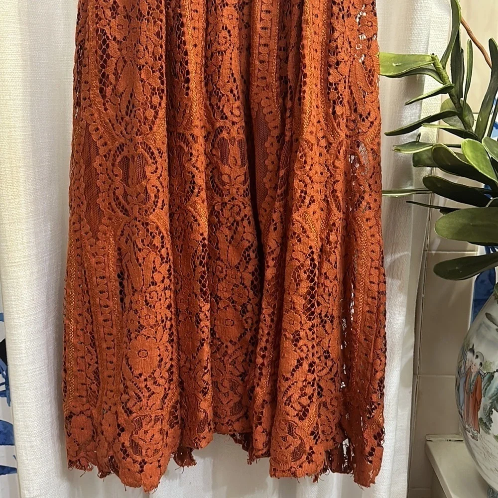 NWOT Women’s Free People Angel Rays Lace Midi Dress - Copper Size Small - Picture 10 of 12